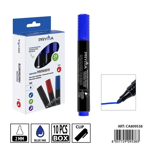 [0239160] Marcador permanente azul 2 mm 10 piezas - Material de escritura