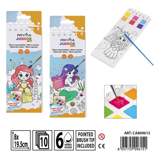 [0239640] Álbum de acuarela con pincel 19.5 x 8 cm - Material de manualidades