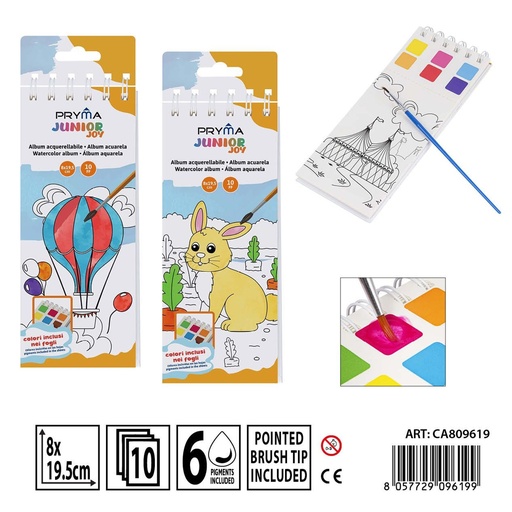 [0239642] Álbum de acuarela con pincel 19.5 x 8 cm - Material de manualidades
