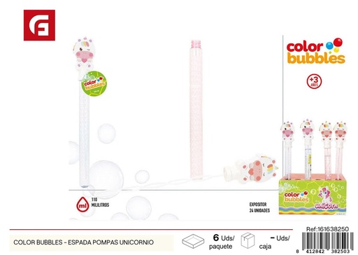 [161638250] Espada de pompas de unicornio Color Bubbles - Juguete para burbujas y actividades recreativas