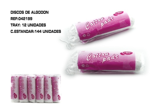 [042199] Disco de algodón (80 unidades) - Productos desechables de belleza