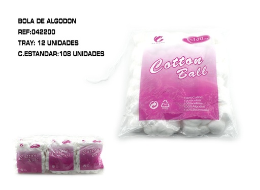 [042200] Bolas de algodón (100 unidades) - Productos desechables de belleza