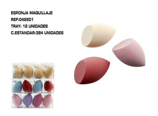 [042201] Esponja de maquillaje (12 unidades) - Productos de belleza y cuidado personal
