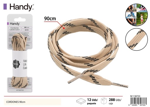 [130733] Cordones planos bicolor 90 cm modelo B019 color caqui y negro - Accesorios para calzado