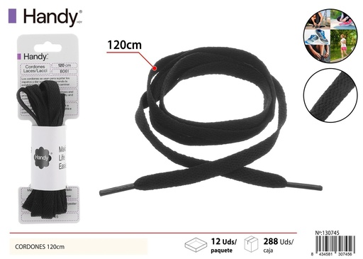 [130745] Cordones planos 0.8 cm de 120 cm color negro modelo B061 - Accesorios para calzado