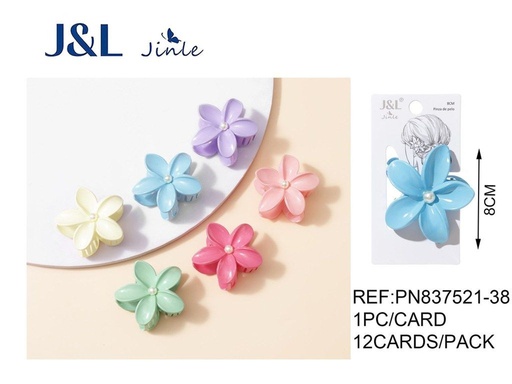 [8445801245502] Pinza de pelo en forma de flor 8 cm 12 unidades - Accesorios decorativos para el cabello