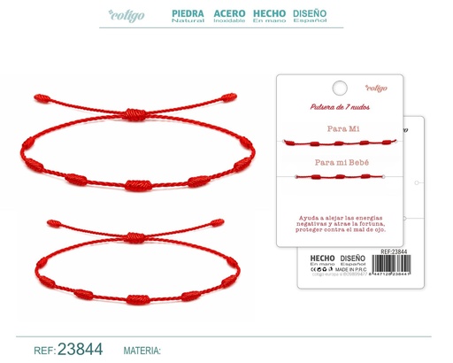 [23844] Pack de 2 pulseras de 7 nudos, una para adulto y otra para niños - Joyería de amistad