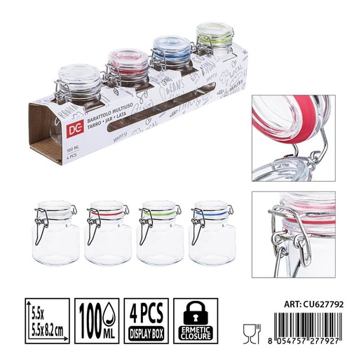 [0236281] Bote de cristal de 100 ml set de 4 piezas - Accesorios de cocina