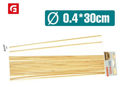 [186321023] Palo de madera redondo 4mm - Artículos de manualidades y creatividad