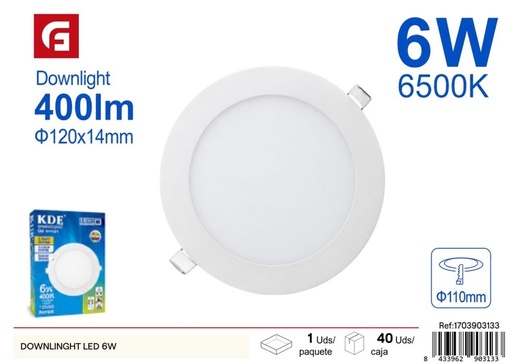 [1703903133] Downlight LED 6W luz fría - Iluminación LED y paneles de luz