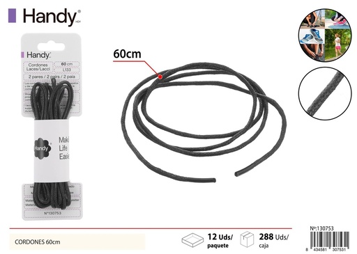 [130753] Cordones de cera de 60cm en color negro L133 - Accesorios de calzado