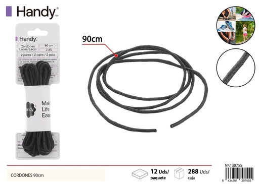 [130755] Cordones de cera de 90cm en color negro L135 - Accesorios de calzado