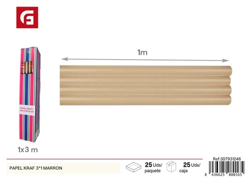 [307931246] Papel kraft 3*1 marrón - Materiales para regalos y papel de envoltura