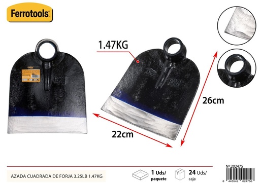 [202475] Azada cuadrada de forja 1.47 kg 22x26 cm - Herramientas de jardinería