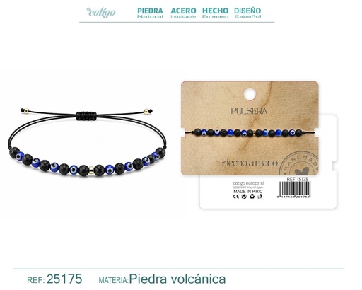 [25175] Pulsera de piedra volcánica hecha a mano - Joyería de piedras