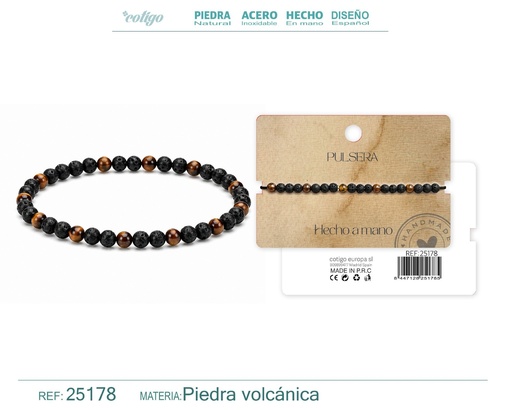 [25178] Pulsera de piedra volcánica hecha a mano - Joyería de piedras