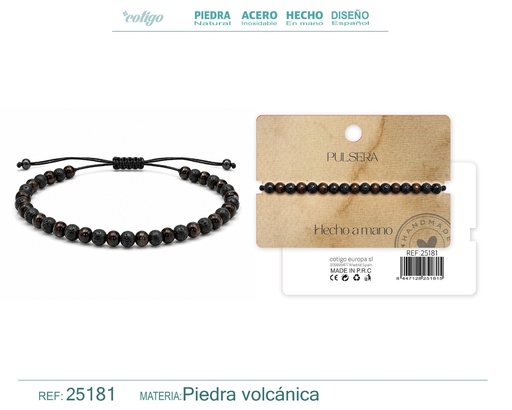 [25181] Pulsera de piedra volcánica hecha a mano - Joyería de piedras