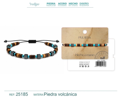 [25185] Pulsera de piedra volcánica hecha a mano - Joyería de piedras