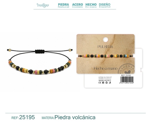 [25195] Pulsera de piedra volcánica hecha a mano - Joyería artesanal y accesorios