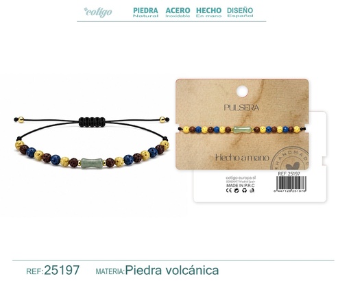 [25197] Pulsera de piedra volcánica hecha a mano - Joyería artesanal y accesorios