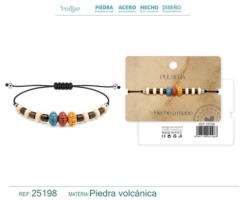 [25198] Pulsera de piedra volcánica hecha a mano - Joyería artesanal y accesorios