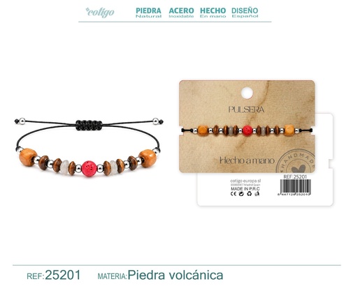 [25201] Pulsera de piedra volcánica hecha a mano - Joyería artesanal y accesorios