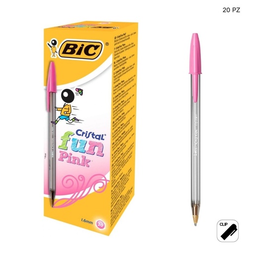[A000951] Bolígrafo BIC Crystal de 1.6 mm color rosa Caja de 20 unidades - Papelería y artículos de escritura