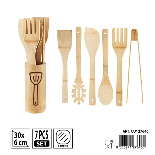 [0244057] Set de utensilios de cocina de bambú 7 piezas DC Casa - Accesorios de cocina