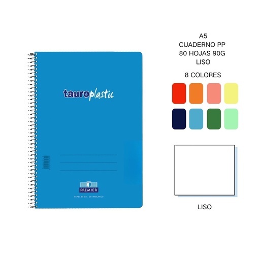 [A003982] Cuaderno espiral A5 de plástico liso - Papelería y organización