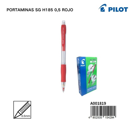 [A001819] Portaminas Pilot SG H185 0.5 mm color rojo - Papelería y artículos de escritura