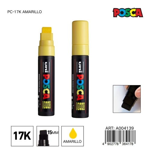 [A004139] Marcador POSCA PC-17K 15mm color amarillo - Marcadores y artículos de escritura