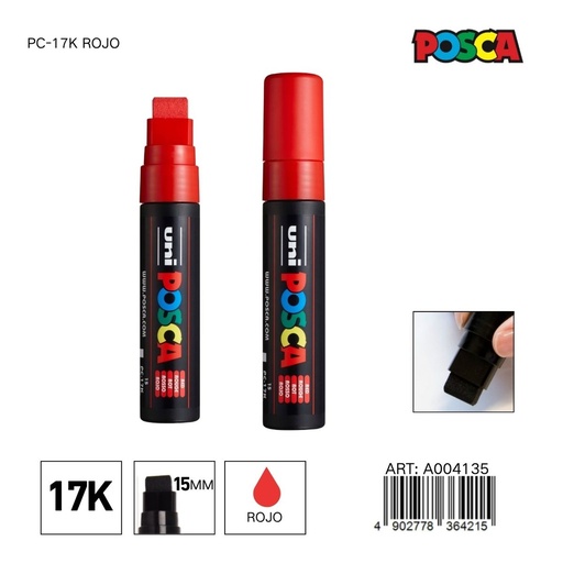 [A004135] Marcador POSCA PC-17K 15mm color rojo - Marcadores y artículos de escritura