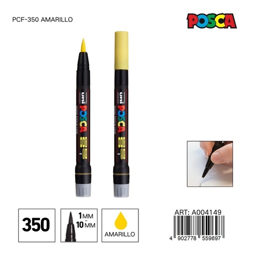 [A004149] Marcador POSCA de punta suave 0.1mm-10mm PCF-350 Amarillo - Material de oficina