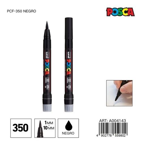 [A004143] Marcador POSCA de punta suave 0.1mm-10mm PCF-350 Negro - Material de oficina