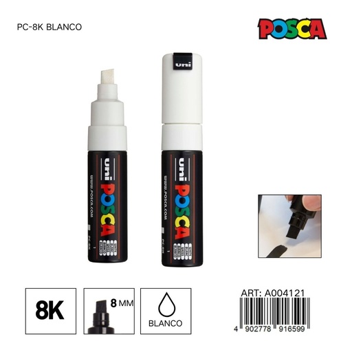 [A004121] Marcador POSCA 8mm PC-8K Blanco - Material de oficina