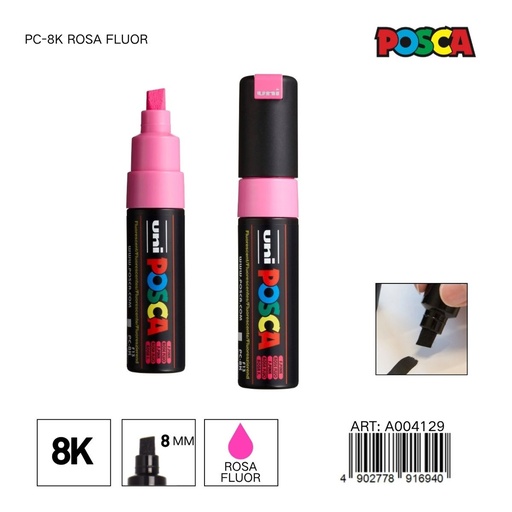 [A004129] Marcador POSCA 8mm PC-8K Rosa Fluorescente - Material de oficina