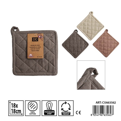 [0244973] Agarra caliente cuadrada 18x18 cm Chocomousse - Manopla y soporte para ollas