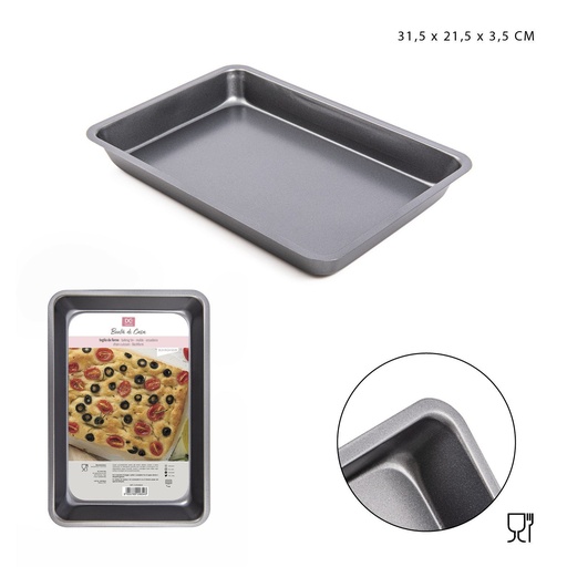 [0224144] Bandeja de hornear rectangular 31,5x21,5x3,5 cm - Utensilios de cocina para repostería