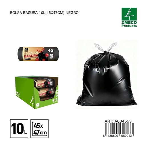 [A004553] Bolsa de basura 10L (45x47cm) negro - Productos desechables para el hogar