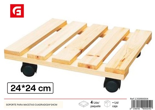 [135890004] Soporte para macetas cuadrado con ruedas 24x24 cm - Decoración para el hogar