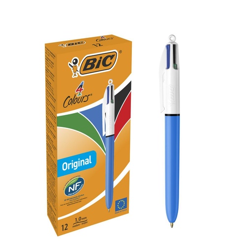 [A000200] Bolígrafo BIC 4 colores original caja x12 para escritura