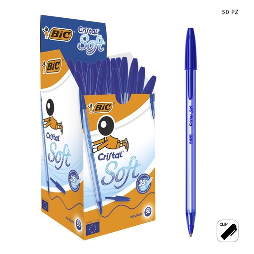 [A000194] Bolígrafo BIC Soft 50 unidades color azul - Papelería de marca