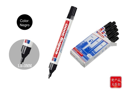 [15190796] Marcador negro Edding 3000-01 para escritura y dibujo