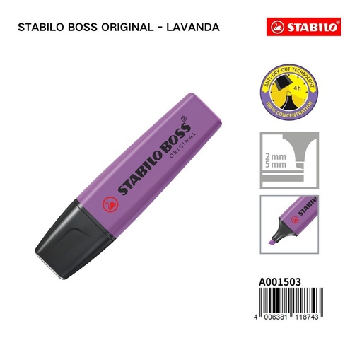 [A001503] Stabilo Boss Original marcador fluorescente lavanda para escritura