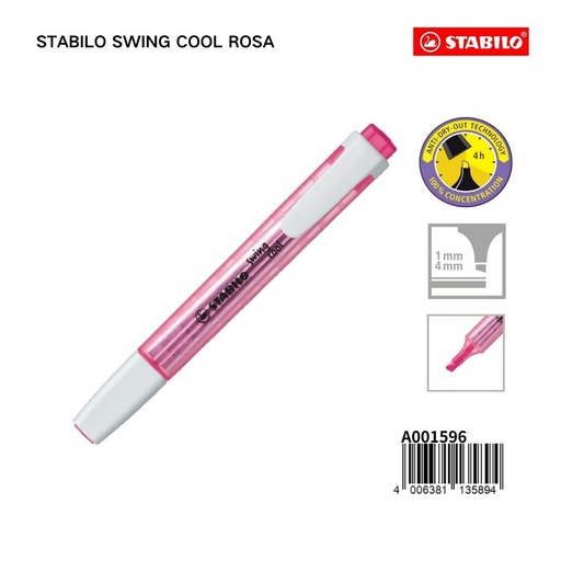 [A001596] Marcador fluorescente STABILO rosa 1/4MM - Material escolar