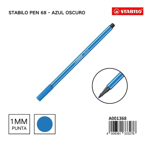 [A001368] Rotulador STABILO 68 1mm azul oscuro - Materiales escolares