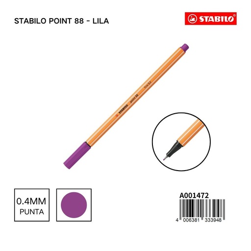 [A001472] Bolígrafo delgado STABILO point 88 rosa granza - Herramientas de arte