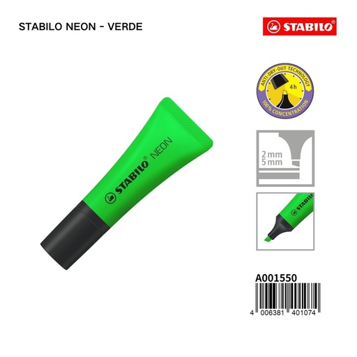 [A001550] STABILO NEON - verde - Marcador Fluorescente Stabilo Verde 