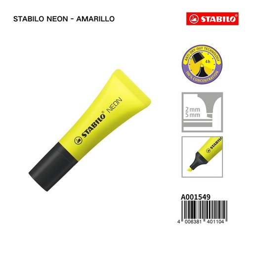 [A001549] STABILO NEON - amarillo - Marcador Fluorescente Stabilo Amarillo 