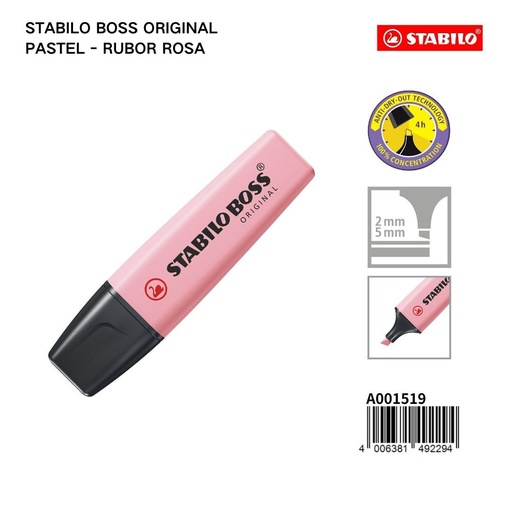 [A001519] Stabilo Boss Original Pastel marcador resaltador 2/5mm color rubor rosa